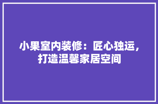 小果室内装修：匠心独运，打造温馨家居空间 现代风格装饰