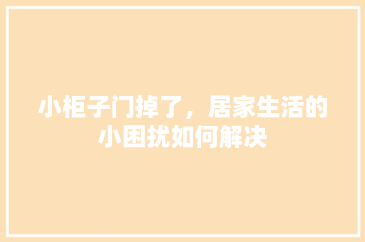 小柜子门掉了，居家生活的小困扰如何解决 现代风格装饰