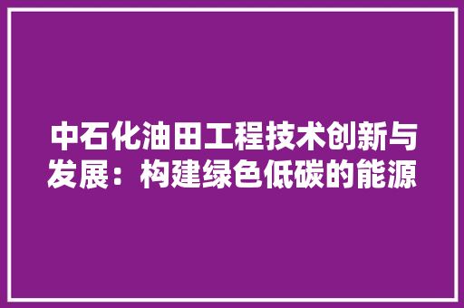 中石化油田工程技术创新与发展：构建绿色低碳的能源未来 家居装修