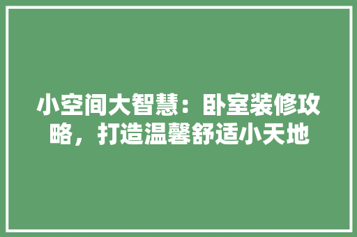 小空间大智慧：卧室装修攻略，打造温馨舒适小天地 现代风格装饰