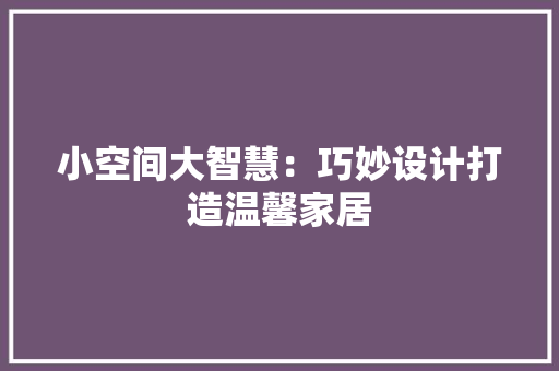 小空间大智慧：巧妙设计打造温馨家居 现代风格装饰