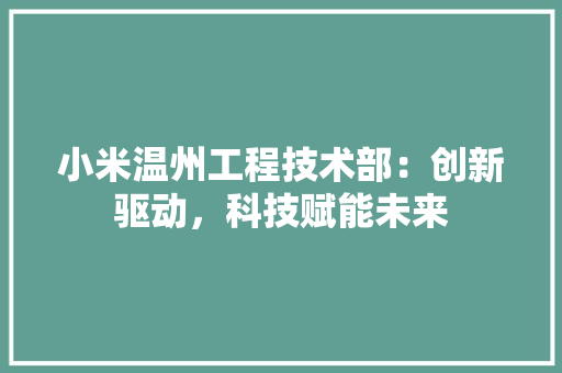 小米温州工程技术部：创新驱动，科技赋能未来 现代风格装饰