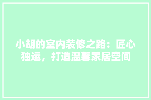 小胡的室内装修之路：匠心独运，打造温馨家居空间 现代风格装饰