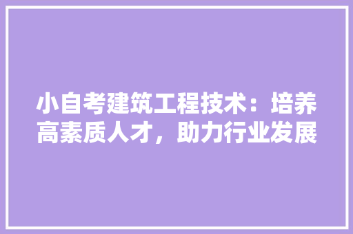 小自考建筑工程技术：培养高素质人才，助力行业发展 现代风格装饰
