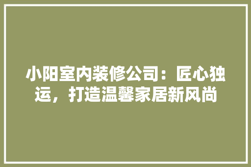 小阳室内装修公司：匠心独运，打造温馨家居新风尚 现代风格装饰
