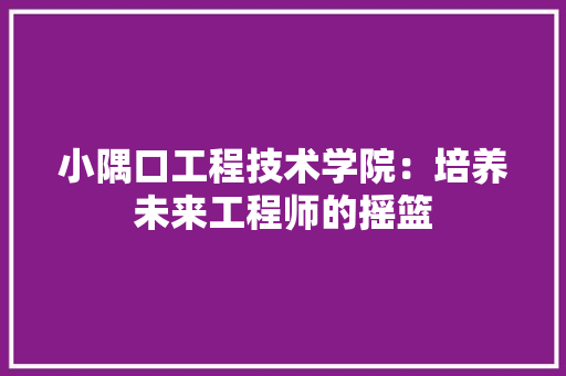 小隅口工程技术学院：培养未来工程师的摇篮 现代风格装饰