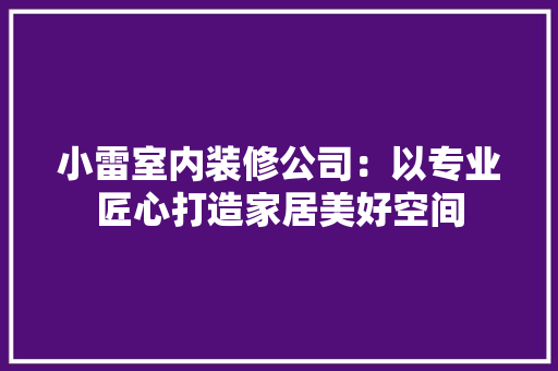 小雷室内装修公司：以专业匠心打造家居美好空间 现代风格装饰