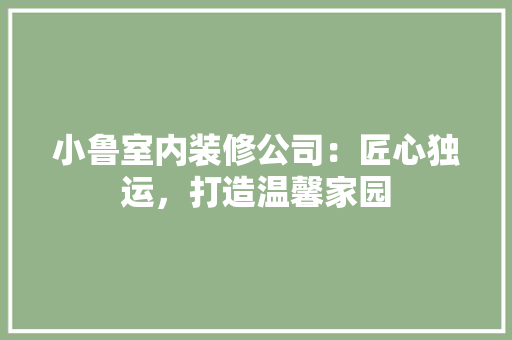 小鲁室内装修公司：匠心独运，打造温馨家园 现代风格装饰