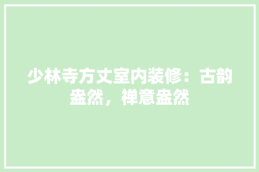 少林寺方丈室内装修：古韵盎然，禅意盎然 现代风格装饰