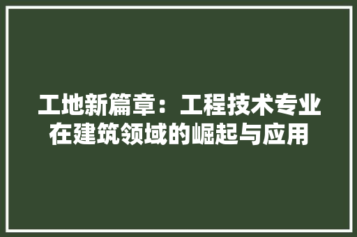 工地新篇章：工程技术专业在建筑领域的崛起与应用 现代风格装饰