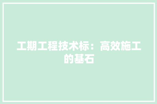 工期工程技术标：高效施工的基石 现代风格装饰