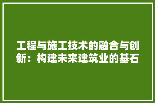 工程与施工技术的融合与创新：构建未来建筑业的基石 现代风格装饰
