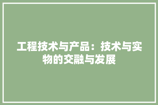 工程技术与产品：技术与实物的交融与发展