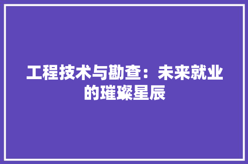 工程技术与勘查：未来就业的璀璨星辰 现代风格装饰