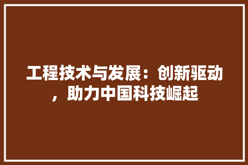 工程技术与发展：创新驱动，助力中国科技崛起