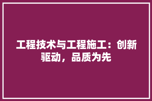 工程技术与工程施工：创新驱动，品质为先 现代风格装饰