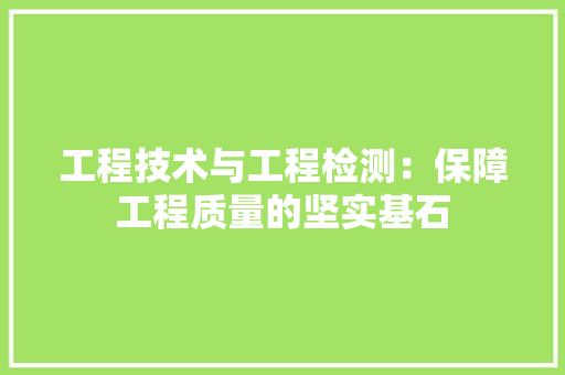 工程技术与工程检测：保障工程质量的坚实基石 现代风格装饰