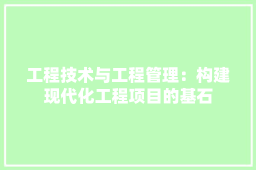 工程技术与工程管理：构建现代化工程项目的基石 现代风格装饰