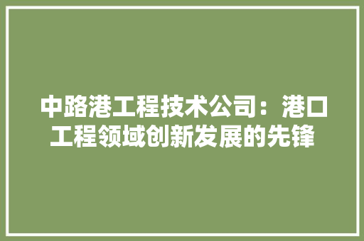中路港工程技术公司：港口工程领域创新发展的先锋