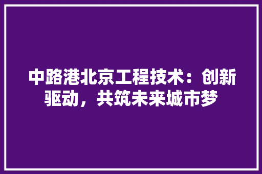 中路港北京工程技术：创新驱动，共筑未来城市梦