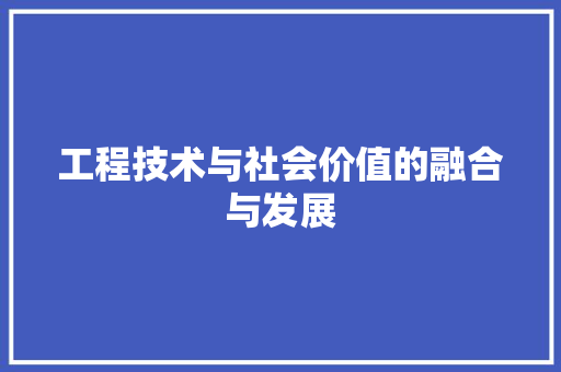 工程技术与社会价值的融合与发展