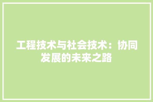 工程技术与社会技术：协同发展的未来之路