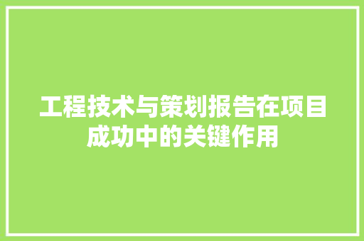工程技术与策划报告在项目成功中的关键作用 现代风格装饰