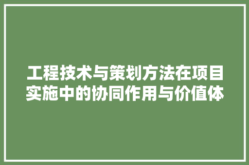 工程技术与策划方法在项目实施中的协同作用与价值体现 现代风格装饰