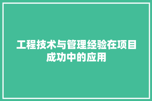 工程技术与管理经验在项目成功中的应用 现代风格装饰