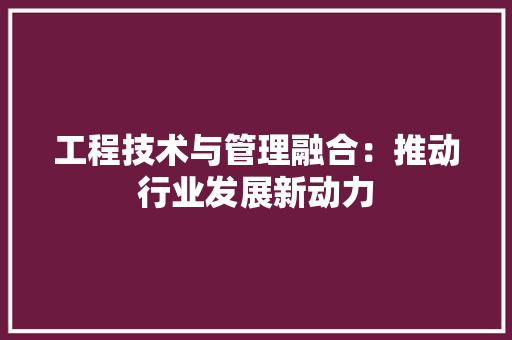 工程技术与管理融合：推动行业发展新动力 现代风格装饰