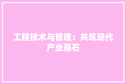 工程技术与管理：共筑现代产业基石 现代风格装饰
