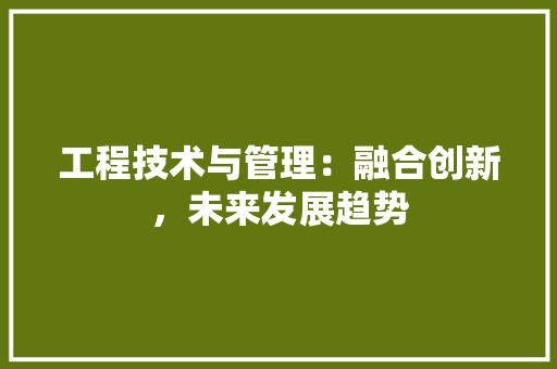 工程技术与管理：融合创新，未来发展趋势 现代风格装饰