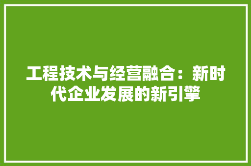 工程技术与经营融合：新时代企业发展的新引擎 现代风格装饰