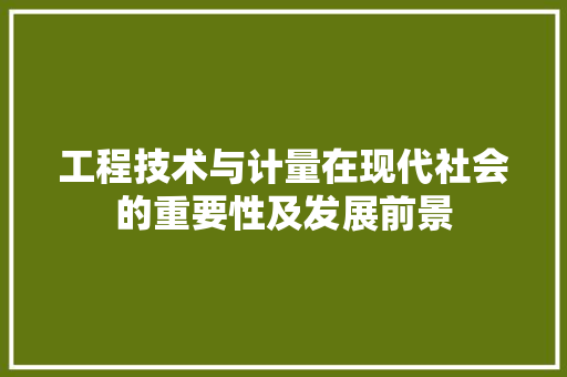 工程技术与计量在现代社会的重要性及发展前景 现代风格装饰