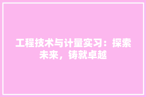 工程技术与计量实习：探索未来，铸就卓越 现代风格装饰