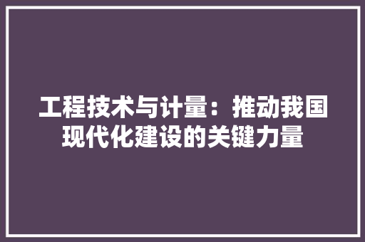 工程技术与计量：推动我国现代化建设的关键力量 现代风格装饰