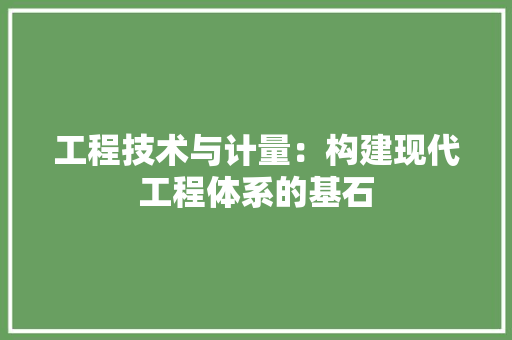 工程技术与计量：构建现代工程体系的基石 现代风格装饰