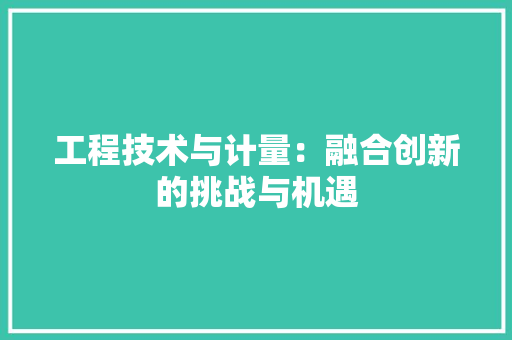 工程技术与计量：融合创新的挑战与机遇 现代风格装饰
