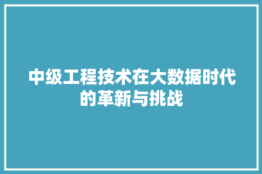 中级工程技术在大数据时代的革新与挑战 家居装修