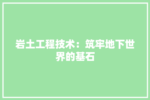 岩土工程技术：筑牢地下世界的基石 现代风格装饰