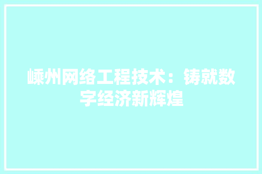 嵊州网络工程技术：铸就数字经济新辉煌 现代风格装饰