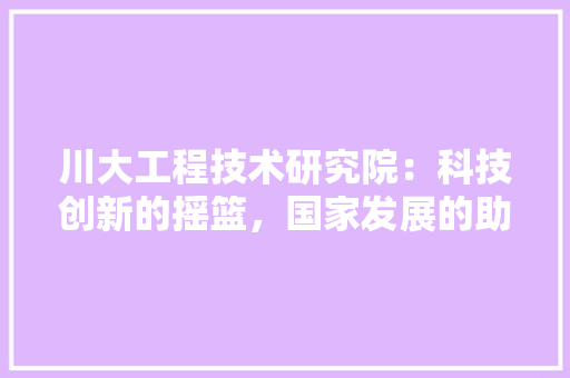 川大工程技术研究院：科技创新的摇篮，国家发展的助力 现代风格装饰