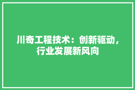 川奇工程技术：创新驱动，行业发展新风向 现代风格装饰
