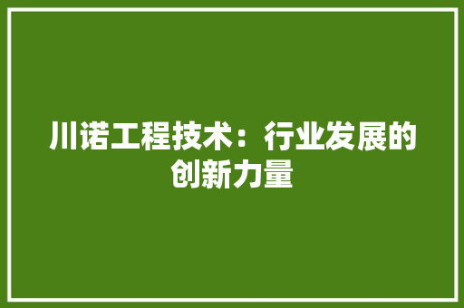 川诺工程技术：行业发展的创新力量