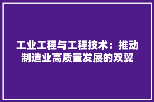 工业工程与工程技术：推动制造业高质量发展的双翼 现代风格装饰