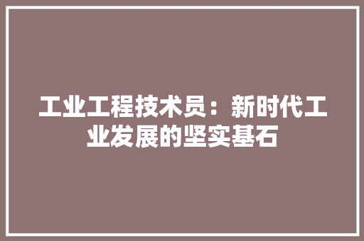 工业工程技术员：新时代工业发展的坚实基石 现代风格装饰