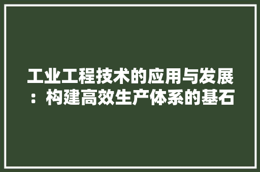 工业工程技术的应用与发展：构建高效生产体系的基石 现代风格装饰