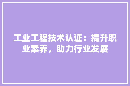 工业工程技术认证：提升职业素养，助力行业发展 现代风格装饰