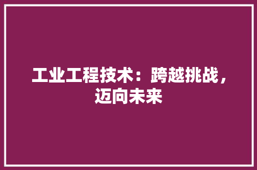 工业工程技术：跨越挑战，迈向未来 现代风格装饰