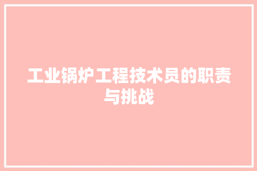 工业锅炉工程技术员的职责与挑战 现代风格装饰
